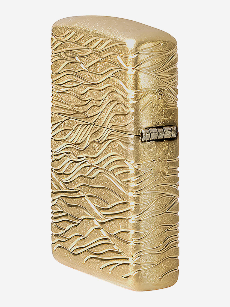 Зажигалка бензиновая ветроустойчивая Zippo Armor Luxury Waves Design Tumbled Brass